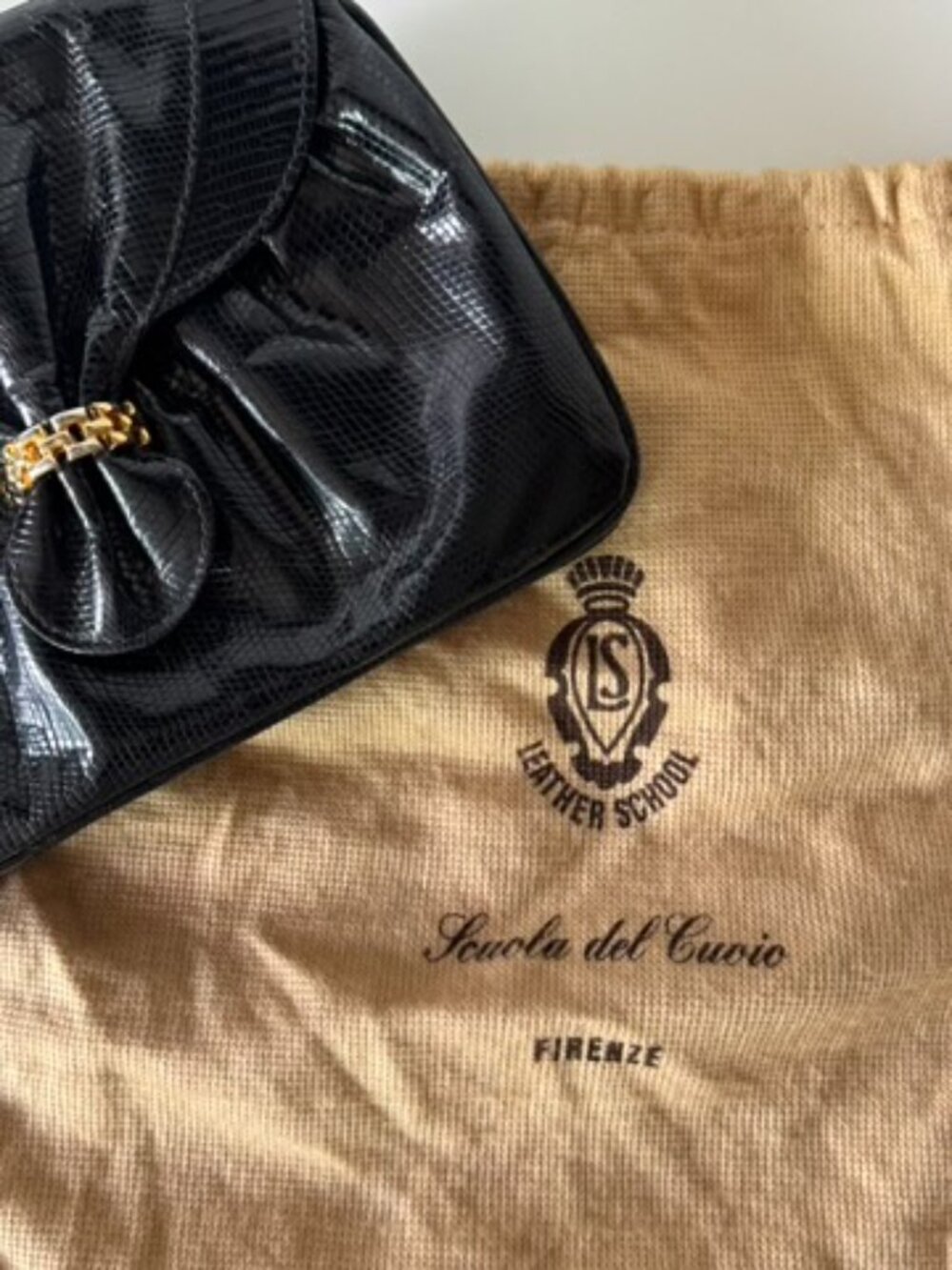 Vintage Black Evening Cross Body Bag or Clutch - Snake Print - Picture 8 of 11